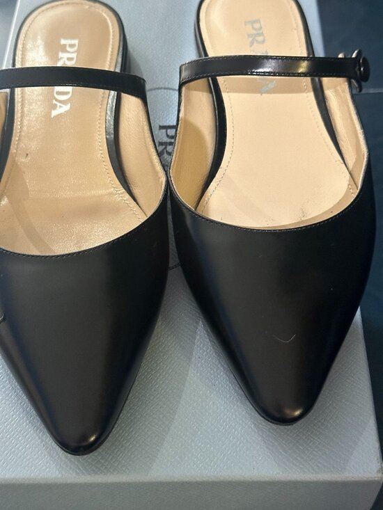 Prada Shoes - Prada Leather Mary Jane Flat Mules